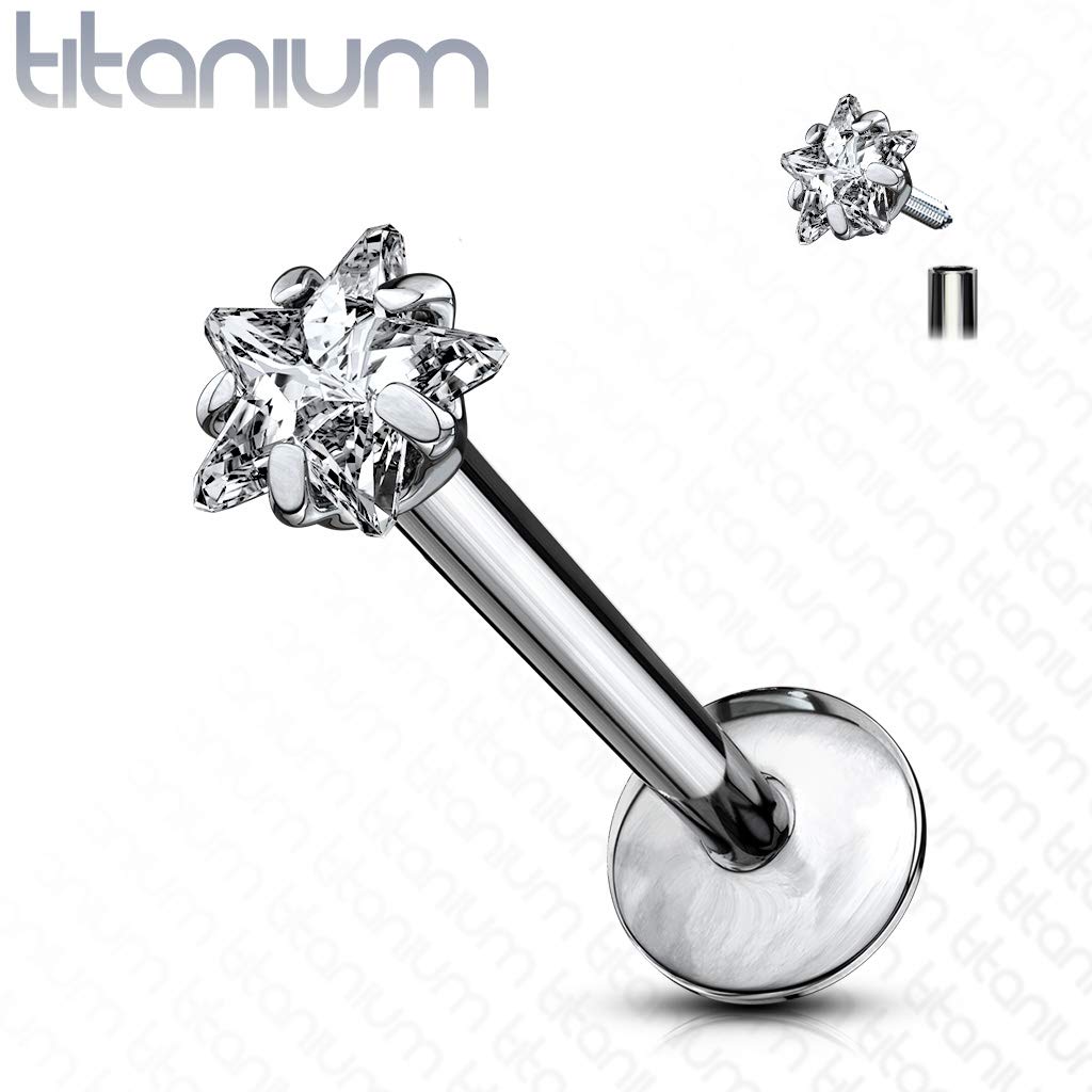 Titanium Labret with Clear CZ Star - Image 2