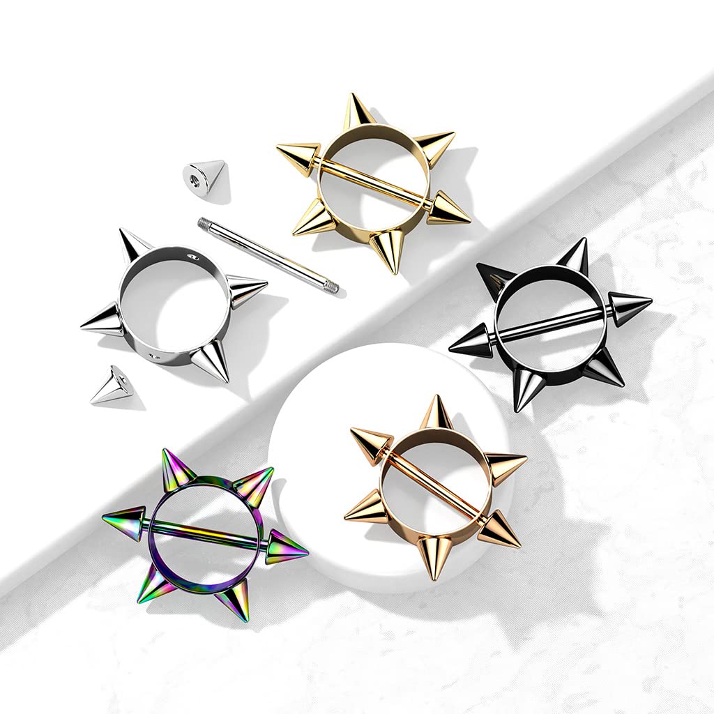 Nipple Bar with 6 Spikes - Image 12