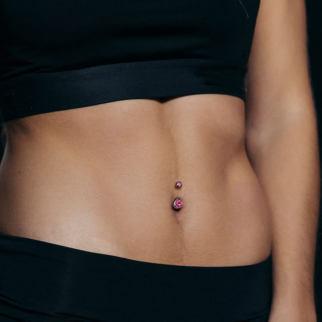 8mm Belly Bar with CZ Balls - Image 18