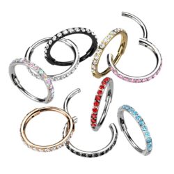 Titanium Hinged Ring with Outward Facing CZ Gems