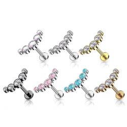 Journey Curve Labret with 5 CZ Gems