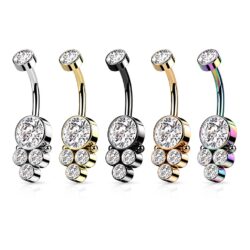 Belly Bar with a Clear Round CZ Cluster