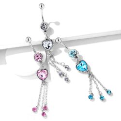 Belly Bar with a Heart and Dangles