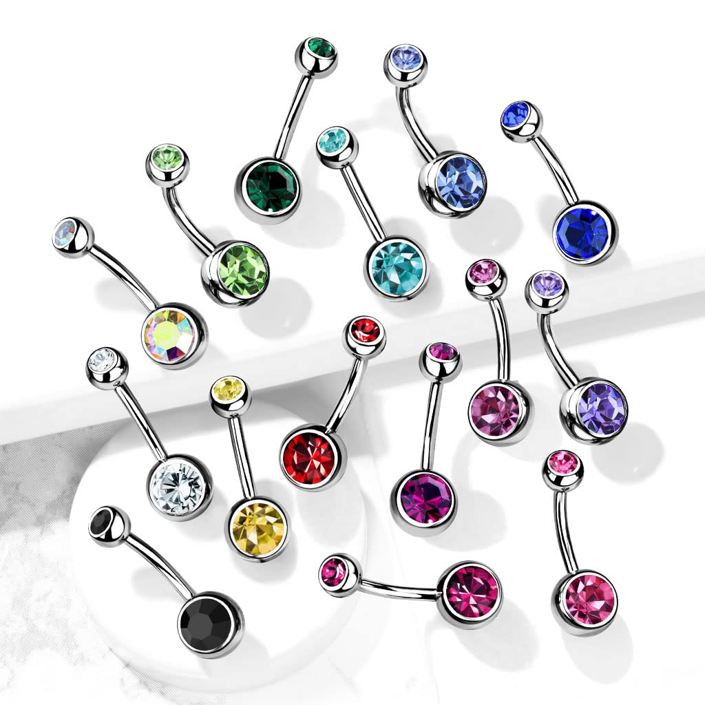 8mm Belly Bar with CZ Balls