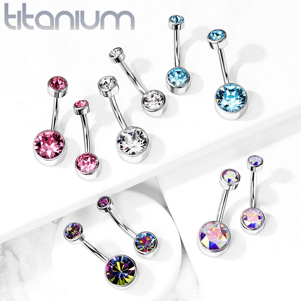 Titanium Belly Bar with a Round Crystal - Image 8
