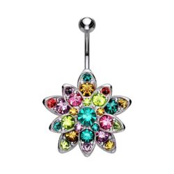 Colourful Crystals Large Flower Belly Bar