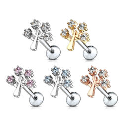 Labret with 4 CZ Gems in a Tree