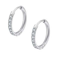 Small Hoop Earrings with Clear CZ Gems