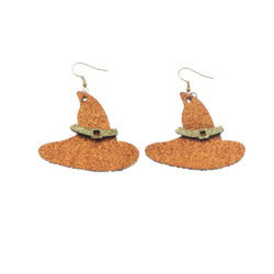 Gold Wizards Hat Glitter Dangle Earrings