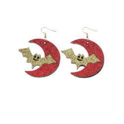 Gold Bat Glitter Dangle Earrings