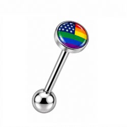 Tongue Barbell with a USA Pride Flag