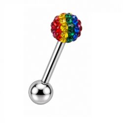 Tongue Barbell with Crystal Gems