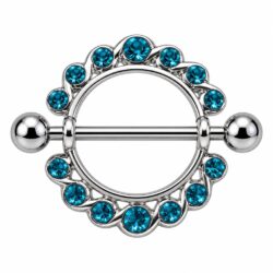 Nipple Shield with Blue CZ Stones