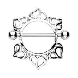 PiercedOff 316L Heart Encircled Nipple Shield Ring