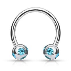 PiercedOff 316L Surgical Steel 5-Gem Horseshoe Barbell with 4mm Balls - 1.2mm