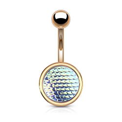 Rose Gold Holographic Dragon Scale Belly Bar