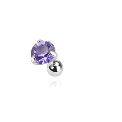 PiercedOff 361L Tragus Bar with Tanzanite Round Gem Top (5mm)