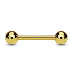PiercedOff Gold IP Straight Barbell 16GA(1.2mm)(8mm)