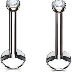 8mm Labrets with Clear gem - Pair