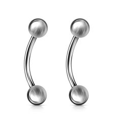 PiercedOff Surgical Steel Curved Barbell with 5mm Ball 16GA (1.2mm x 8mm x 5mm)