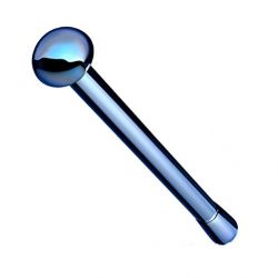 PiercedOff Titanium IP over Surgical Steel Dome Top Nose Bone Stud 20GA (0.8mm) (Blue)