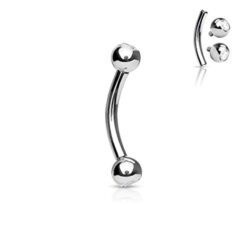 PiercedOff Titanium Internally Threaded Curved Barbells with Jeweled Balls 16GA (1.2mm)(12mm)