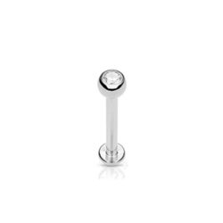 PiercedOff Titanium Internally Threaded Labret Studs with Jeweled Balls 16GA (1.2mm)(12mm)