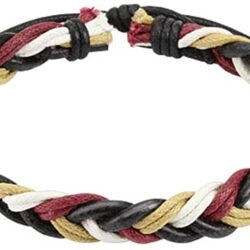 PiercedOff Wine Red Multi Colored Braided Leather Bracelet with Drawstrings